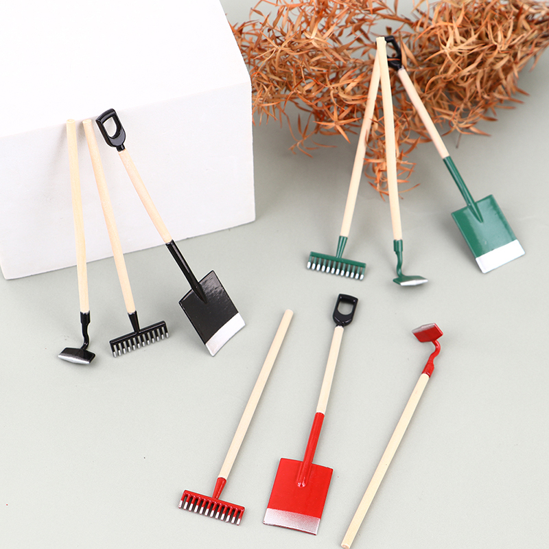 Gardening Tools Shovel - 3Pcs 1:12 Dollhouse Miniatures Gardening Shovel